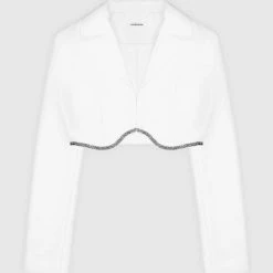 Woman Jackets Embellished Cropped Blazer - White CO-ORDS