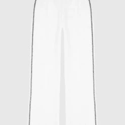 Woman Trousers Embellished Trousers - White