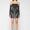 Woman Dresses Embellished Mini Dress With Sleeves - Black