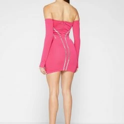 Woman Dresses Embellished Mini Dress With Sleeves - Pink