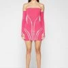 Woman Dresses Embellished Mini Dress With Sleeves - Pink