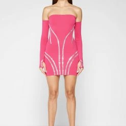 Woman Dresses Embellished Mini Dress With Sleeves - Pink