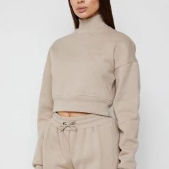 Woman Tracksuits Essential High Neck Jumper - Beige