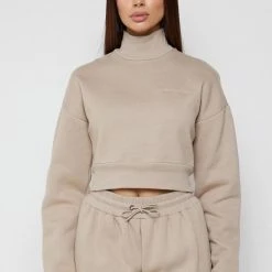 Woman Tracksuits Essential High Neck Jumper - Beige