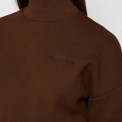 Woman Tracksuits Essential High Neck Jumper - Chocolate Brown
