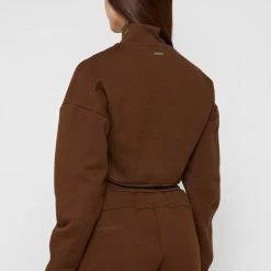 Woman Tracksuits Essential High Neck Jumper - Chocolate Brown