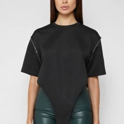 Woman Tops TOPS & T SHIRTS Extended Hem T Shirt - Black