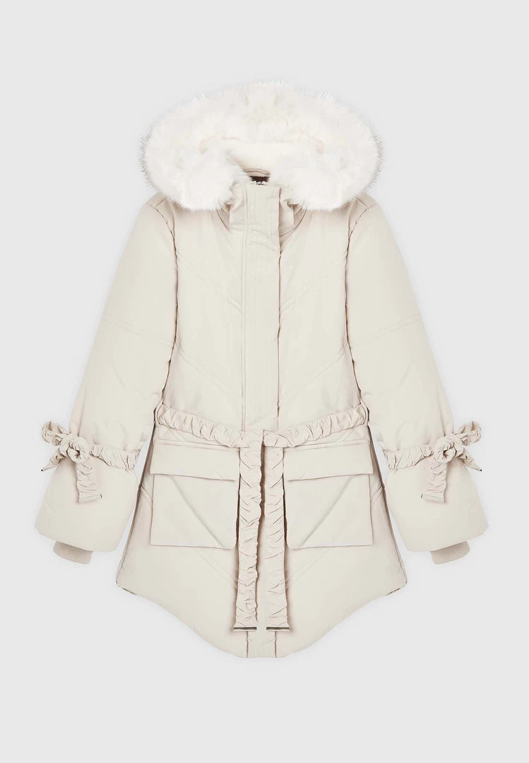 Woman Coats OUTERWEAR Faux Fur Longline Coat - Beige