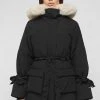 Woman Coats Faux Fur Longline Coat - Black OUTERWEAR