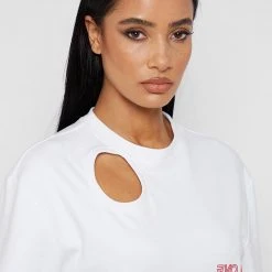 Woman Dresses Flower Print T Shirt Dress - White