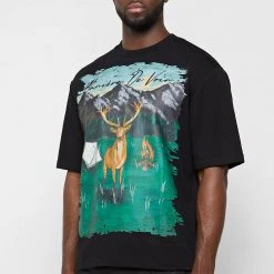 Man T-Shirts Forest Graphic T-Shirt - Black
