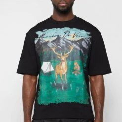 Man T-Shirts Forest Graphic T-Shirt - Black