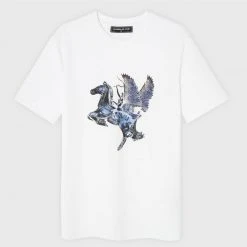 Man T-Shirts Glass Winged Stallion T-Shirt - White