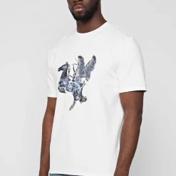 Man T-Shirts Glass Winged Stallion T-Shirt - White