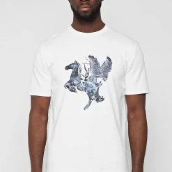 Man T-Shirts Glass Winged Stallion T-Shirt - White