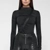 Woman Tops BODYSUITS Glove Bodysuit With Ruching - Black