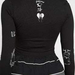 Woman Tops Graffiti Bodysuit - Black