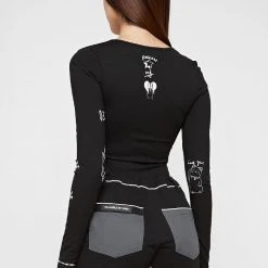 Woman Tops Graffiti Bodysuit - Black