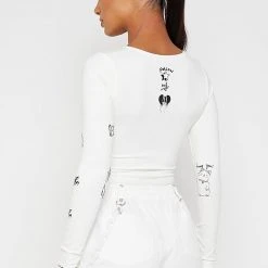 Woman Tops Graffiti Bodysuit - Off White BODYSUITS