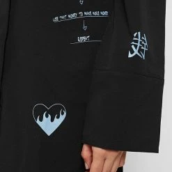 Woman Dresses Graffiti Shirt Dress - Black/Blue