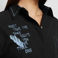 Woman Dresses Graffiti Shirt Dress - Black/Blue