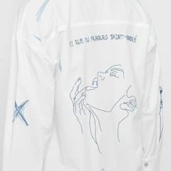 Woman Dresses Graffiti Shirt Dress - White/Blue