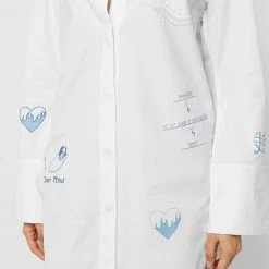 Woman Dresses Graffiti Shirt Dress - White/Blue
