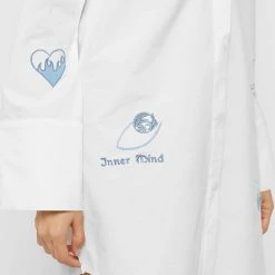 Woman Dresses Graffiti Shirt Dress - White/Blue