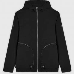 Man Jackets Hooded Zip Through Jacket - Black