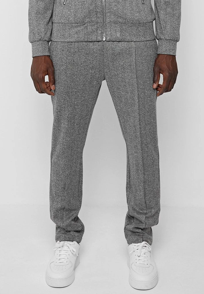 Man Casual Trousers CO-ORDS Herringbone Bottom - Grey