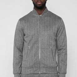 Man Jackets CO-ORDS Herringbone Bomber Jacket - Grey