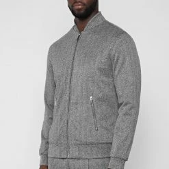 Man Jackets CO-ORDS Herringbone Bomber Jacket - Grey