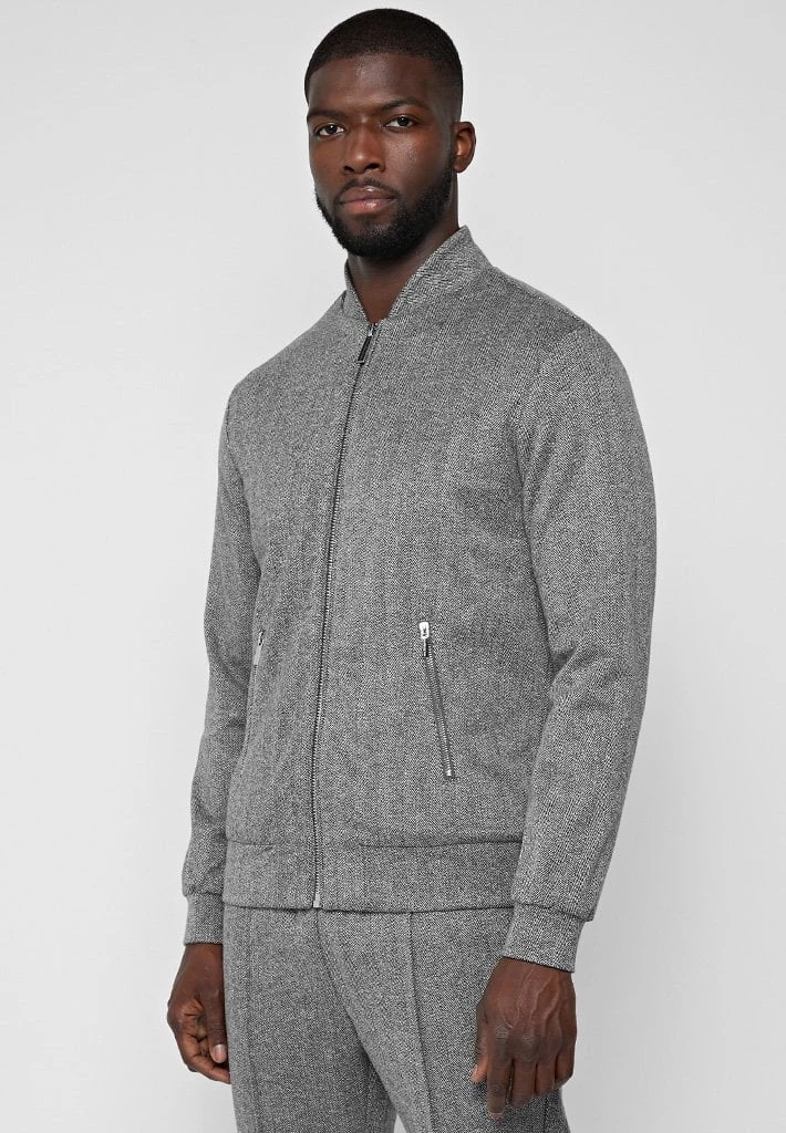 Man Jackets CO-ORDS Herringbone Bomber Jacket - Grey