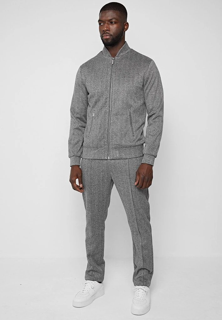 Man Jackets CO-ORDS Herringbone Bomber Jacket - Grey