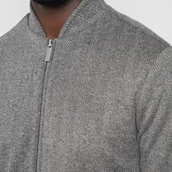 Man Jackets CO-ORDS Herringbone Bomber Jacket - Grey
