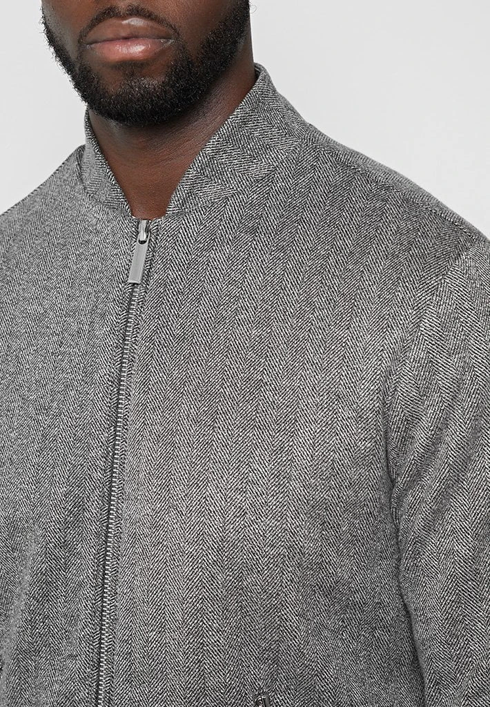 Man Jackets CO-ORDS Herringbone Bomber Jacket - Grey