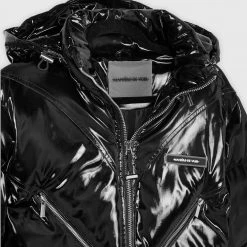 Woman Coats High Shine Puffer Jacket - Black OUTERWEAR