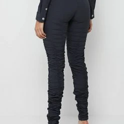 Woman Leggings High Waisted Ruched Leggings - Ink Blue