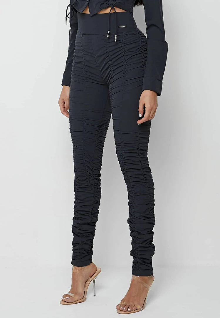 Woman Leggings High Waisted Ruched Leggings - Ink Blue