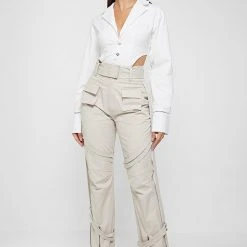Woman Tops High Leg Blazer Bodysuit - White BODYSUITS