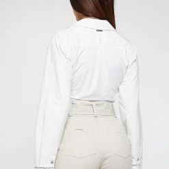 Woman Tops High Leg Blazer Bodysuit - White BODYSUITS