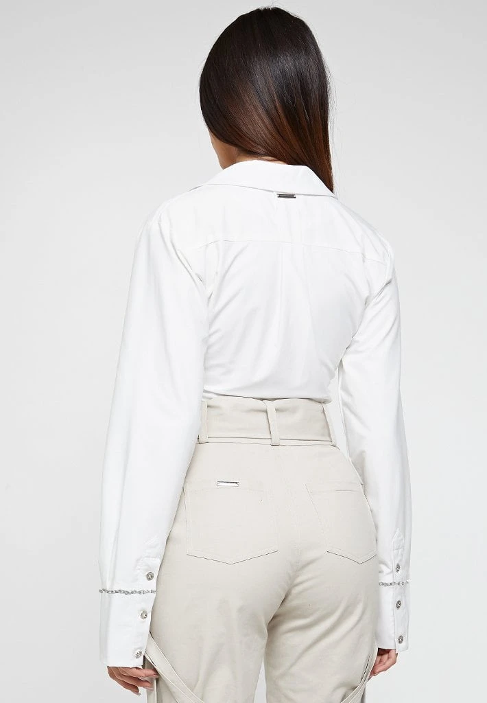 Woman Tops High Leg Blazer Bodysuit - White BODYSUITS