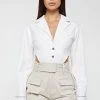 Woman Tops High Leg Blazer Bodysuit - White BODYSUITS
