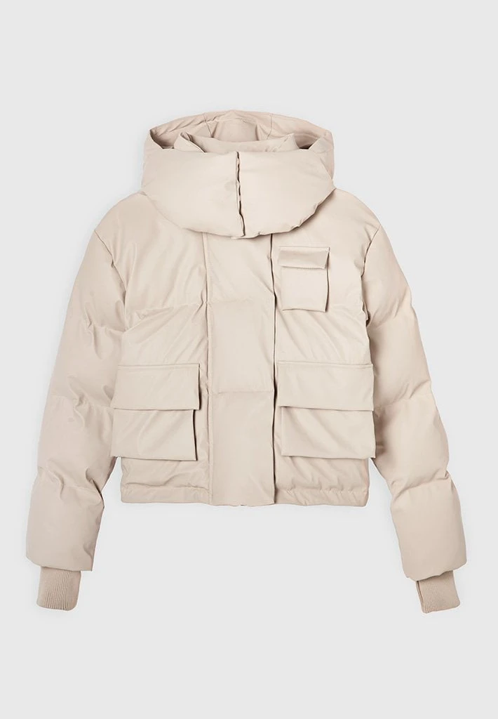 Woman Coats OUTERWEAR Wrap Neck Puffer Jacket - Beige