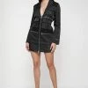 Woman Dresses High Shine Mesh Blazer Dress - Black
