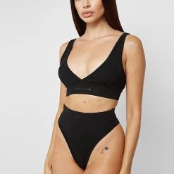 Woman Lingerie High Waist Thong - Black