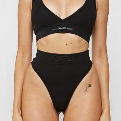 Woman Lingerie High Waist Thong - Black