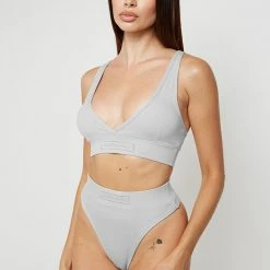 Woman Lingerie High Waist Thong - Iced Grey