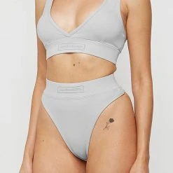 Woman Lingerie High Waist Thong - Iced Grey
