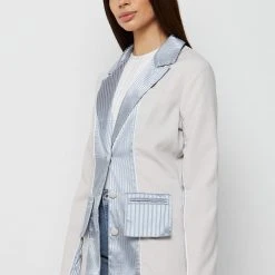 Woman Jackets Inside Out Blazer - Stone/Light Blue